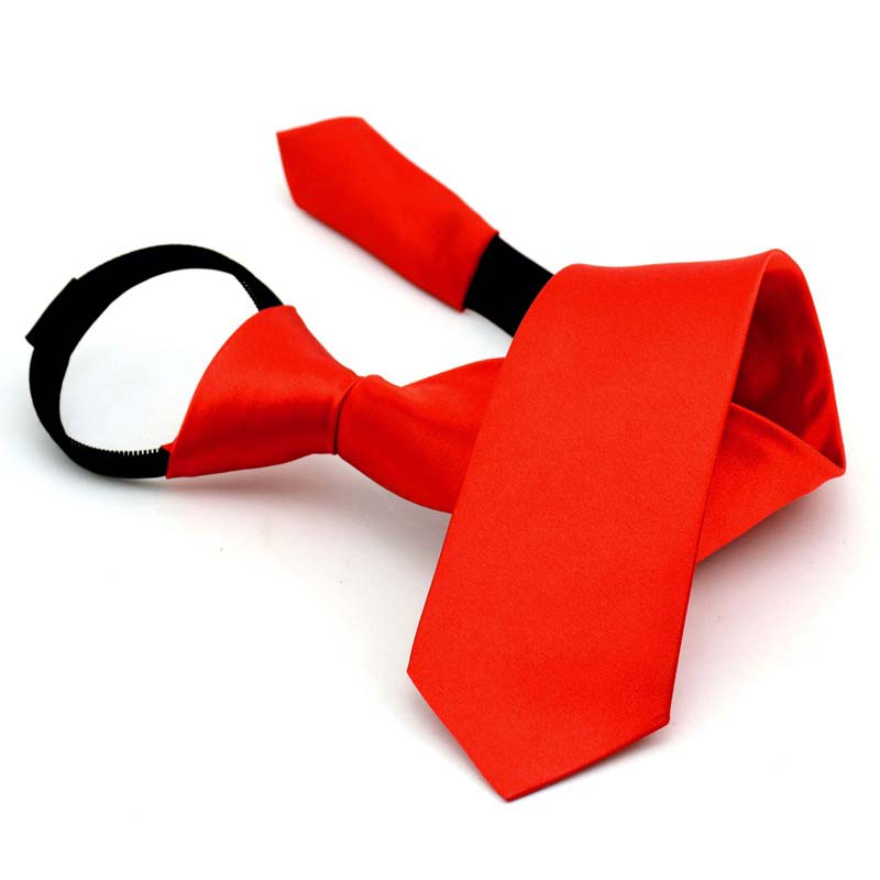 

New Pre-tied Neck Tie Necktie For Girls Boys Kid Skinny Zipper Lazy Ties Children Red Solid Color Slim Narrow Bridegroom Party красный