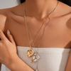Simple geometric irregular round pendant sweater chain necklace