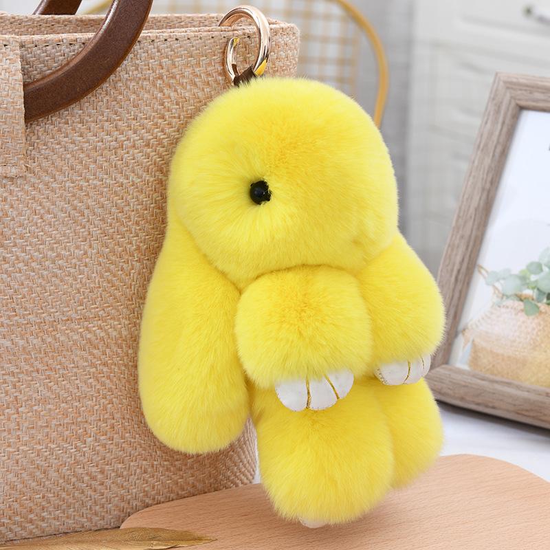 Three Model Size Rex Rabbit Fur Cute Fluffy Bunny Keychain Bag Toys Doll Lovely Keyring Pendant