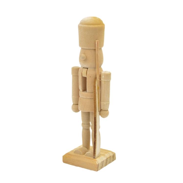 Set of 6 12CM Natural Wood Unpainted Nutcrackers Blank DIY Project For Home Decors And Holiday Celebration Decoration