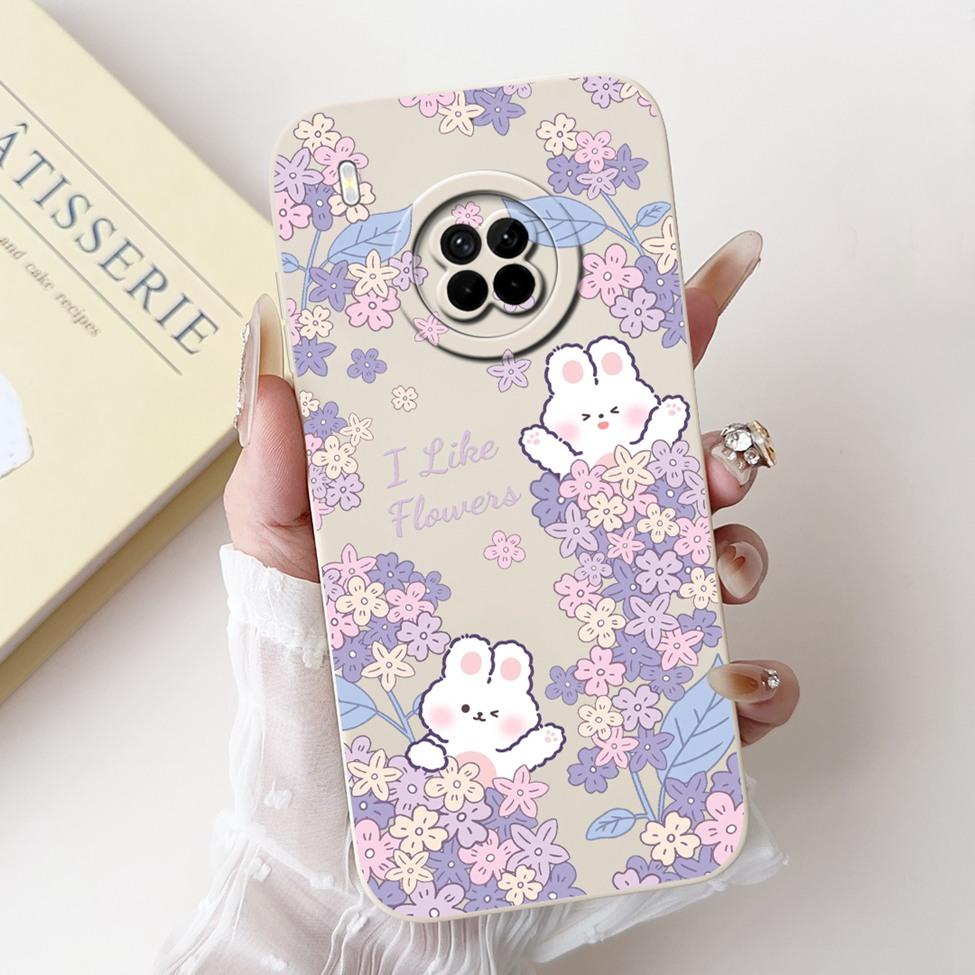 For Huawei Y9a Case Fashion Cute Cartoon Luxury Flowers Silicone Back Cover For Huawei Y9a Phone Case Shockproof Bumper FRL-L22