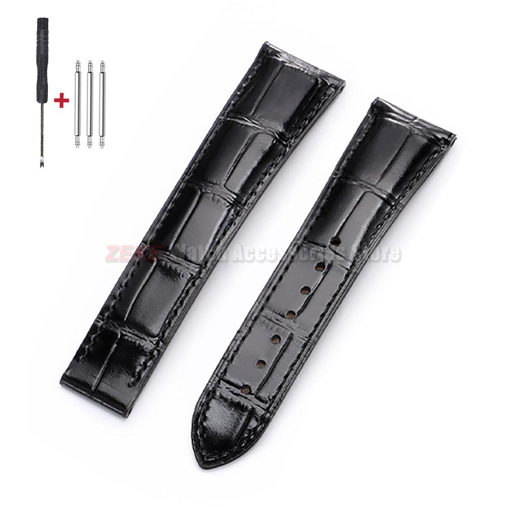 For Omega Seamster Watch Premium Leather Watch Strap 19mm 20mm 21mm 22mm Solid Steel Deployant Clasp Bamboo Cowhide Watch Bands