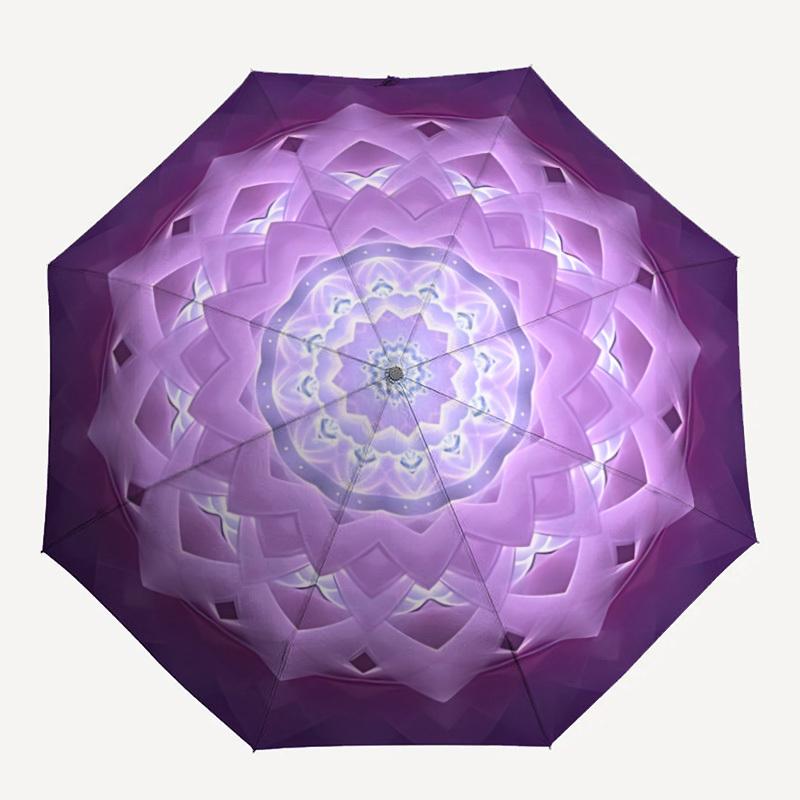 1pc Purple Mandala Pattern Automatic Open/Close Folding Umbrella - Compact 8-Rib Design, Daily Use, Perfect Gift for Friends & Family yy251124223