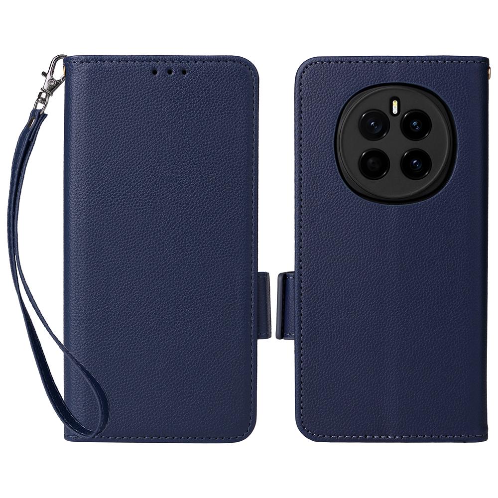

For Honor Magic7 5G Case with Wrist Strap Litchi Texture PU Leather Wallet Phone Cover E