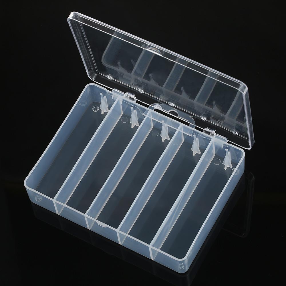 6pcs 5 Grid Compartment Fishing Lure Box Clear PVC Bait Storage Case  For Fishing Gear
