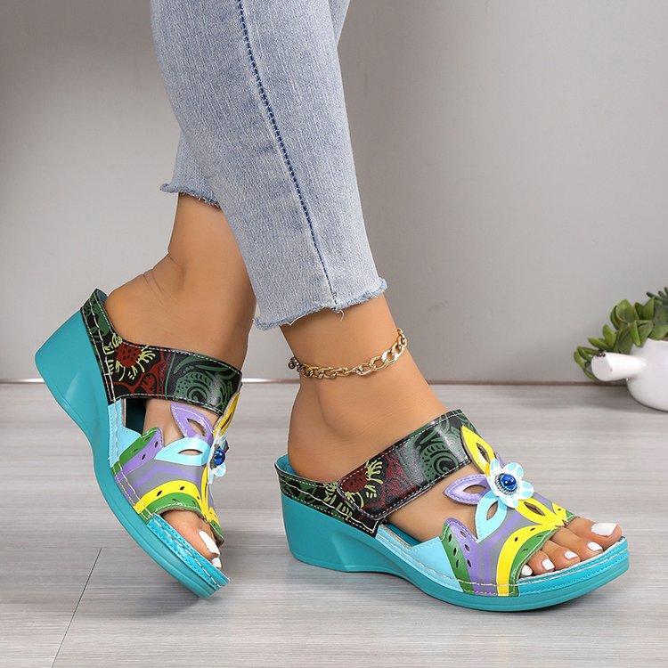 New Women's Cool Slippers, Summer Color Blocked Cand Large Size Cool Slippers