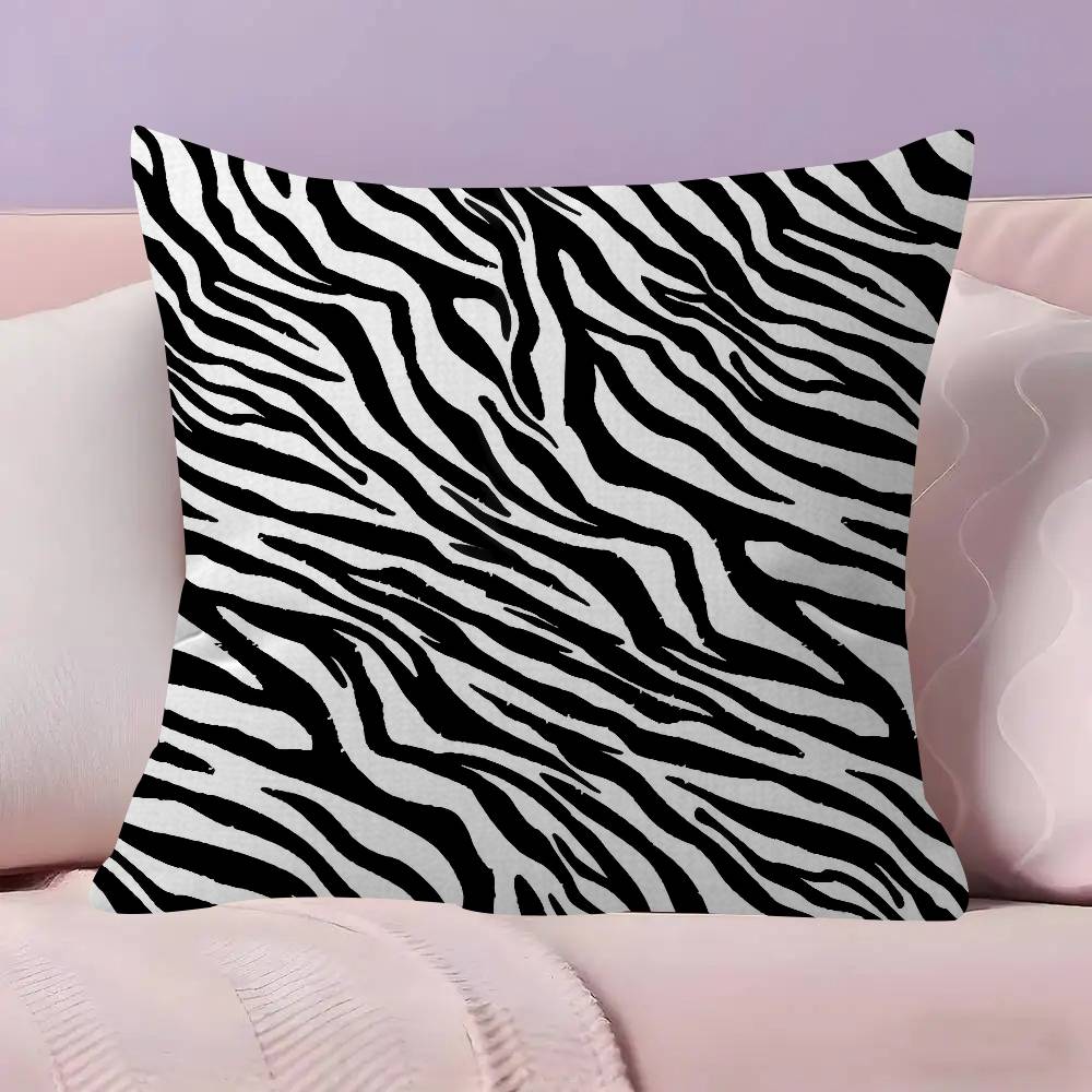 Abstract Line Black And White Zebra Cushion Cover Car Throw Pillow Case For Sofa Car Christmas Gift