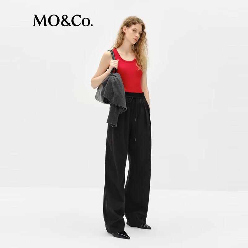MO&Co. Women's High-Waist Straight Leg Drawstring Pants