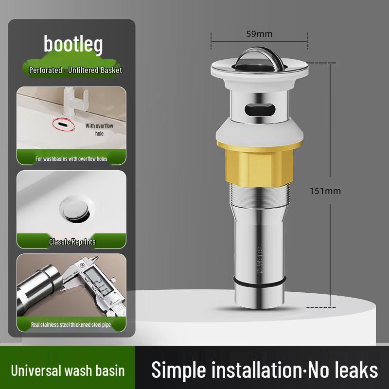 Shuopu Stainless Steel Pop-Up Sink Drainer with Overflow