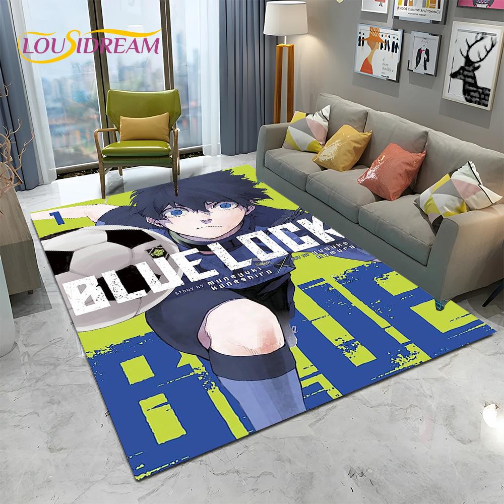 Teppich mit Cartoon-Motiv, blaues Schloss, Fußball, Anime, für Zuhause, Wohnzimmer, Schlafzimmer, Sofa, Fußmatte, Dekoration, Kinderspielbereich, rutschfeste Bodenmatte