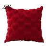 Soft Plush Cushion Cases Throw Pillow Cover Heart Embroidery Case with 3D Bowknot Jacquard Decorative Pillows for Anniversary Fluffy Couch