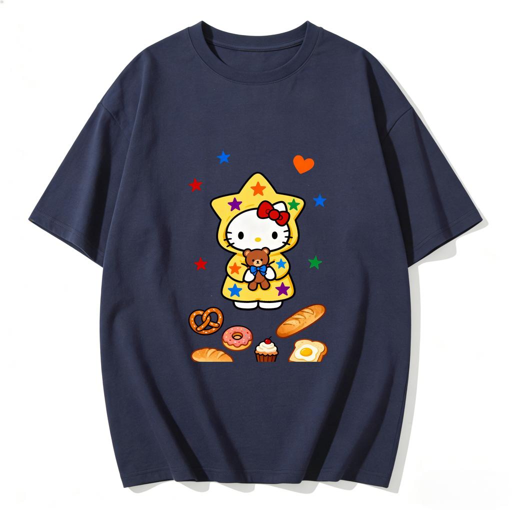 2026 Hello Kitty Tee soft cotton short sleeve crew neck cute print lightweight summer top for Women daily casual wear