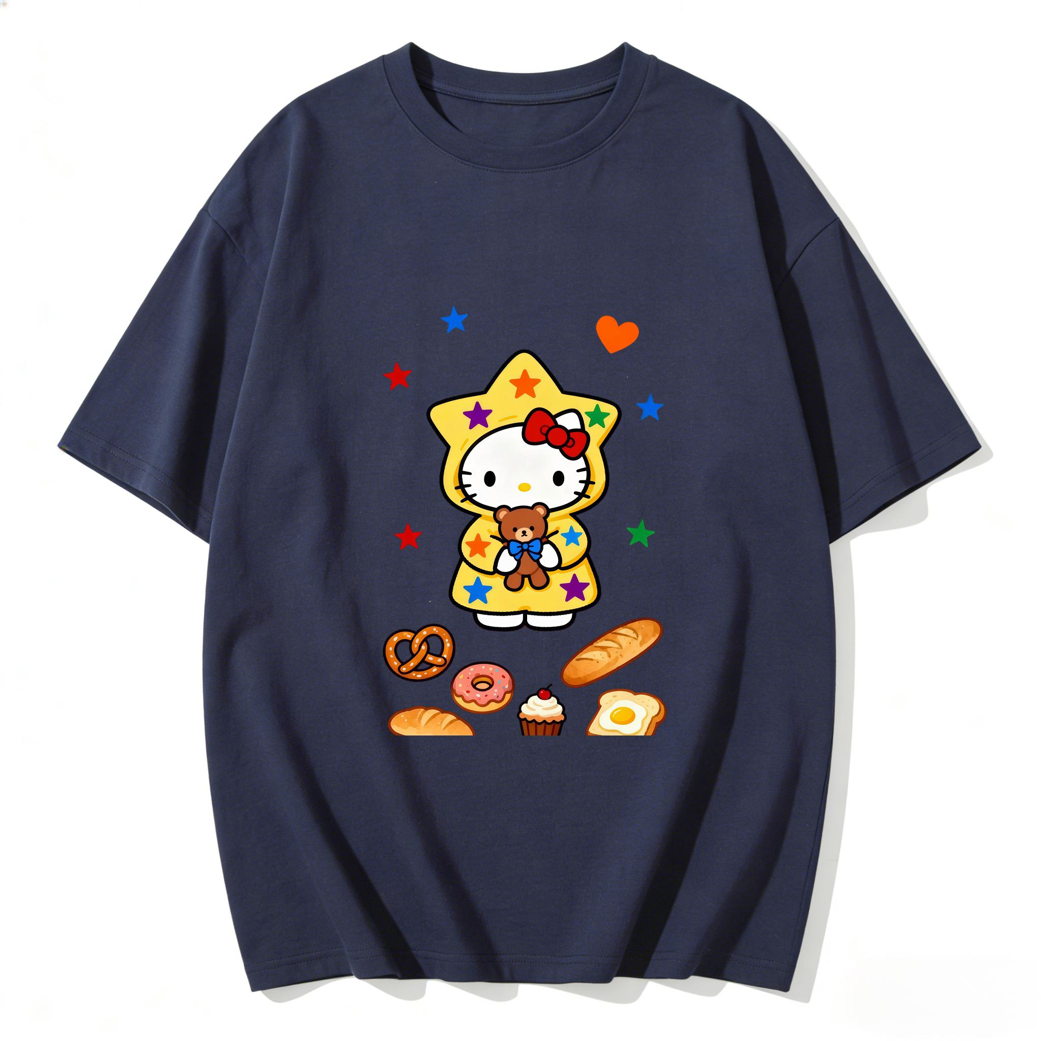 

2026 Hello Kitty Tee soft cotton short sleeve crew neck cute print lightweight summer top for Women daily casual wear S