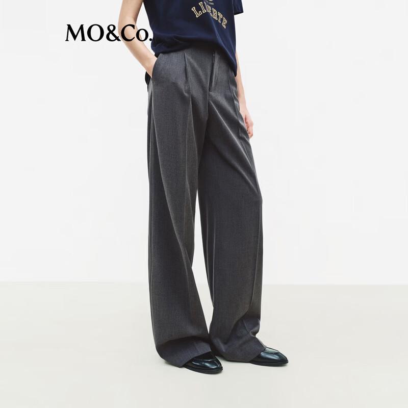 MO&Co. Women's Mid-Waist Pleated Wide-Leg Trousers