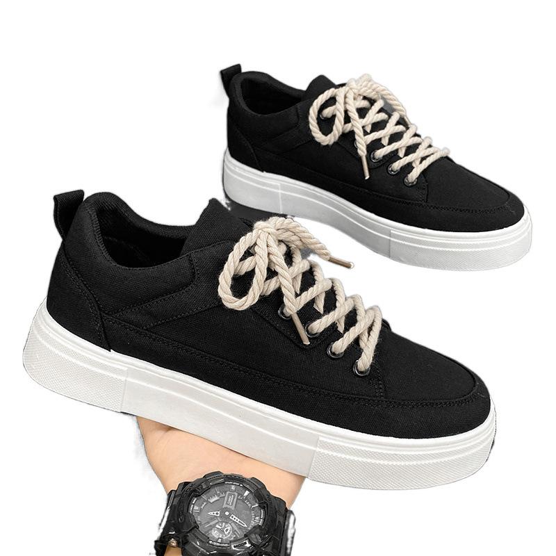 Canvas new summer breathable niche design casual board shoes student sports black trendy shoes