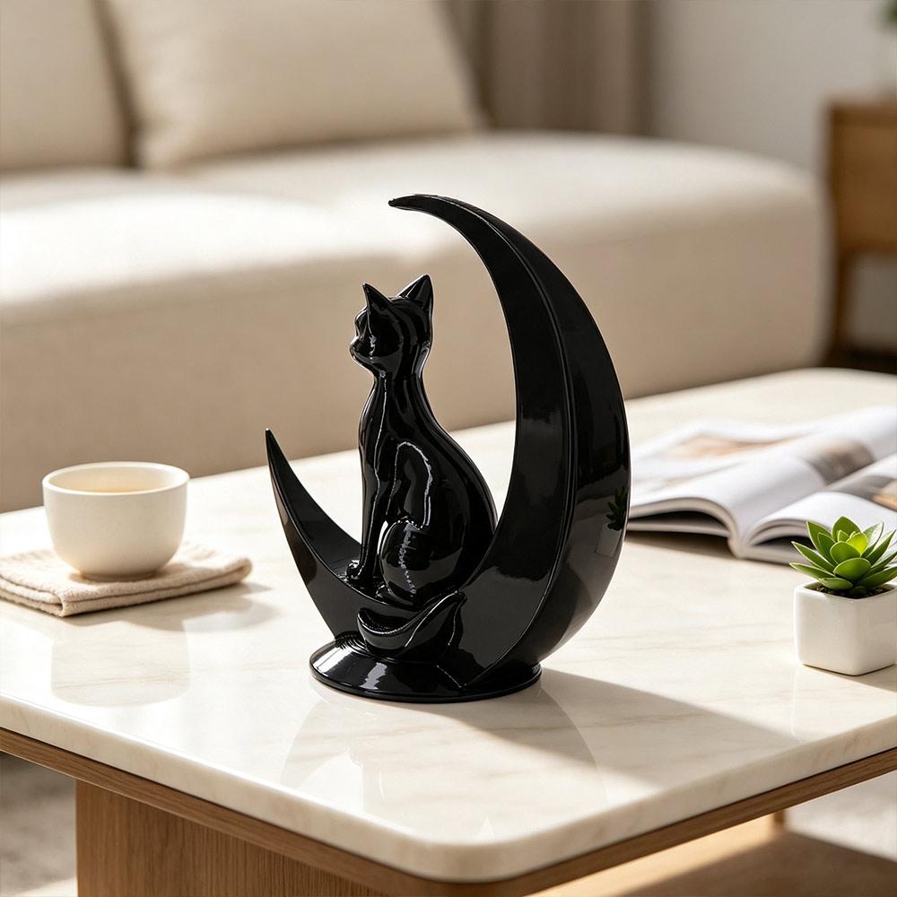 Art Crafts Moon Cat Decoration Minimalist Style Cat Statue Dark Style Desktop Decoration Holiday