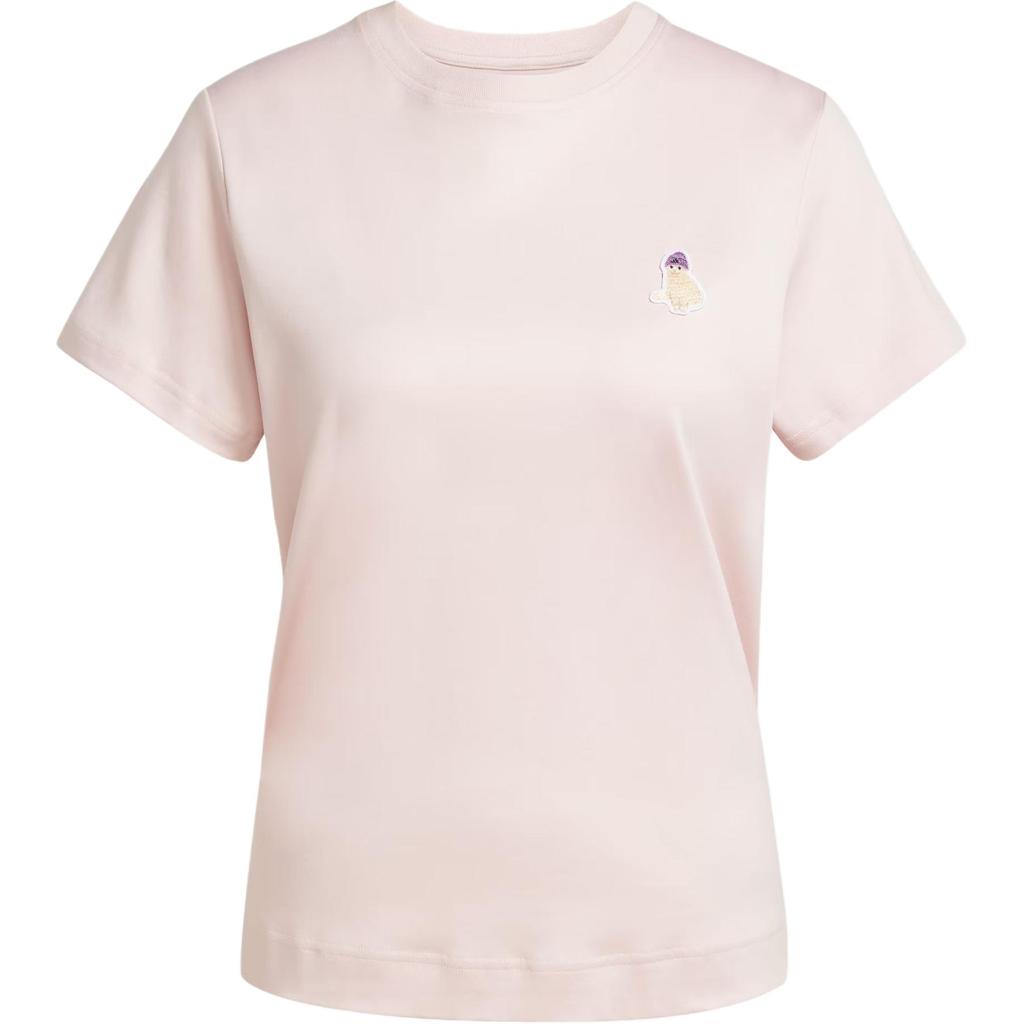 Adidas Cat Patch T-Shirt Sports Casual Round Neck Short Sleeve Women Tops Light-Pink JV8514