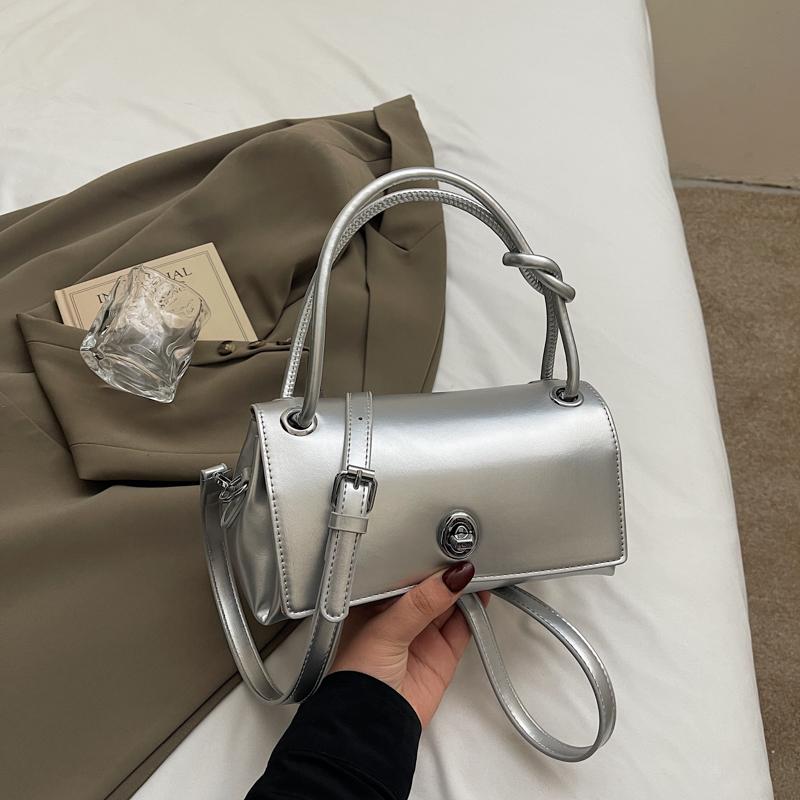 Mini Small Square Bag Tote Women Designer Luxury Handbags Female Famous Brand Elegant Crossbody Bag Silver Pu Leather Handbag