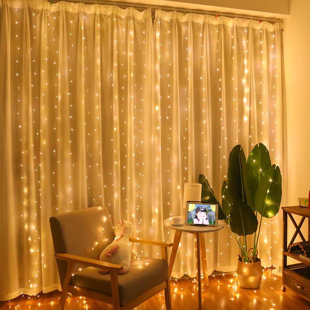 1set USB Christmas Window Curtain Lights, 300 LED Curtain Fairy String Lights , with Hook for Home Indoor Wall Christmas Decor