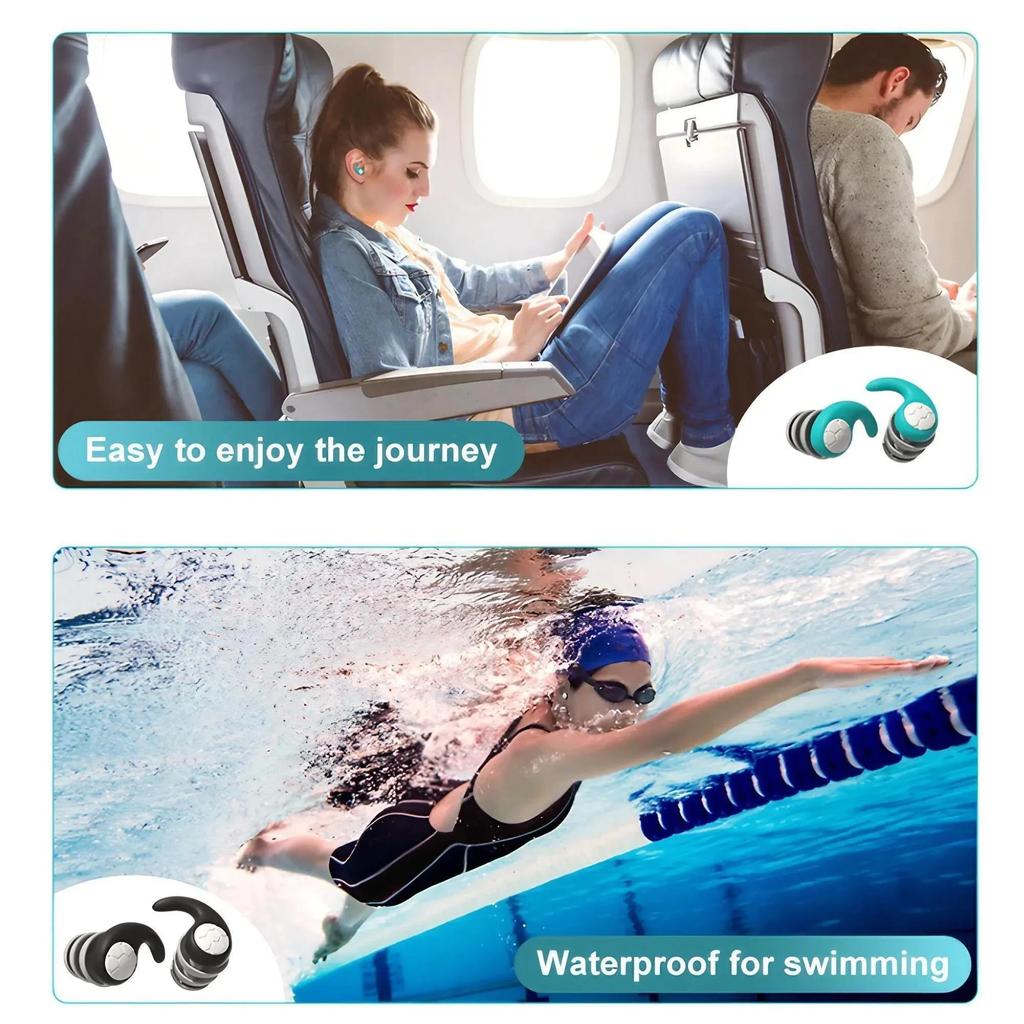 1Pair Sleep Noise Reduction Earplug Soft Silicone Ear Muffs Protection Travel Reusable Swimming Waterproof Nano Silica Ear Plugs