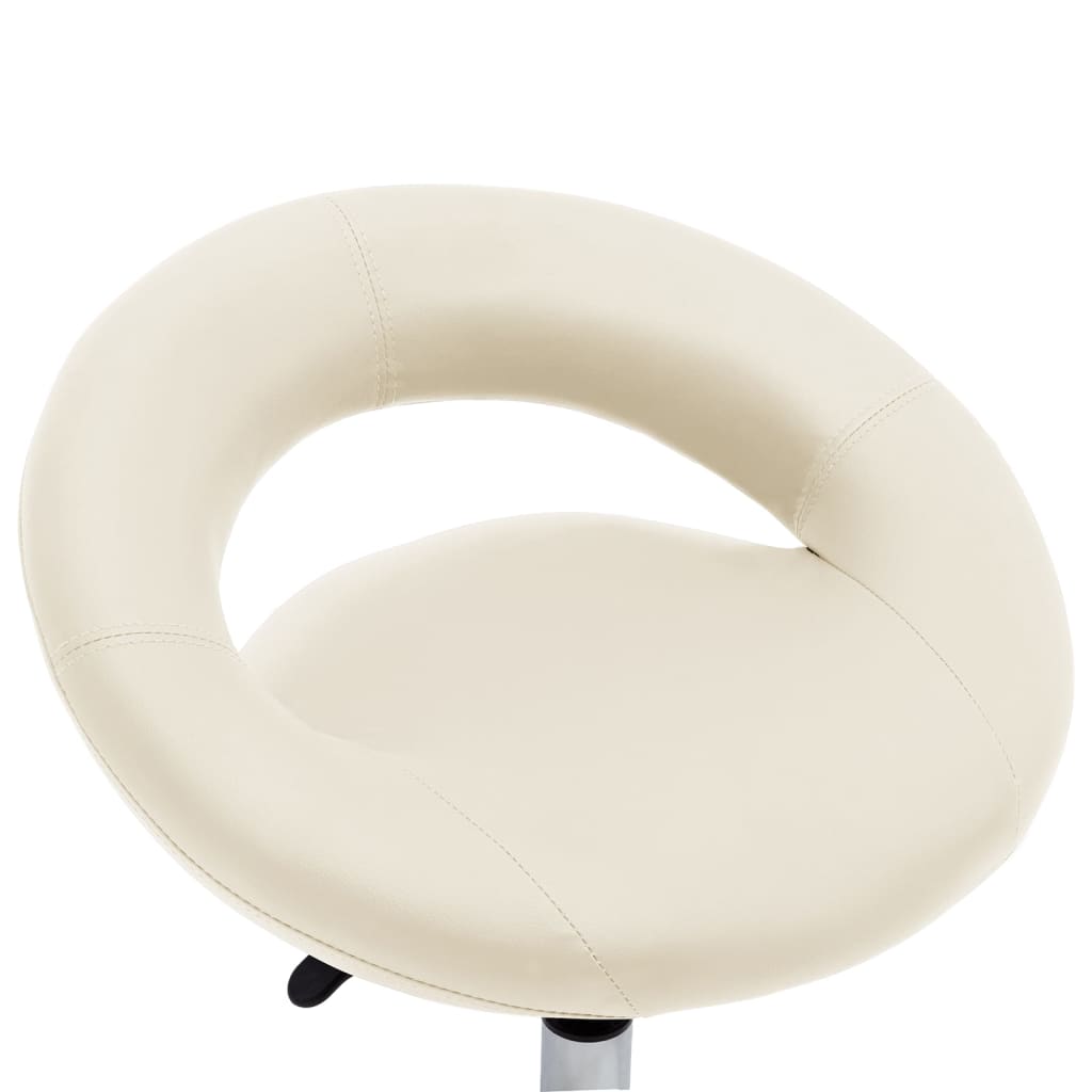 Vidaxl Swivel Dining Chair, Cream, Faux Leather Upholstered