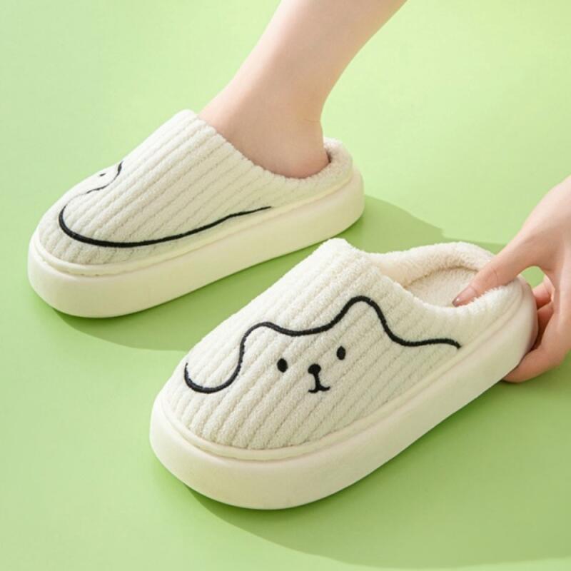 Cute winter fur slippers in 7 colors Blue Free Size