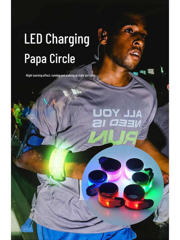LED Rechargeable Luminous Bracelet Snap Band for Night Running