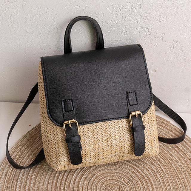 Women's Backpack  Fashion Shoulder Bag Versatile Straw Woven Leather Elegant Luxury Designer Backpack Mochilas