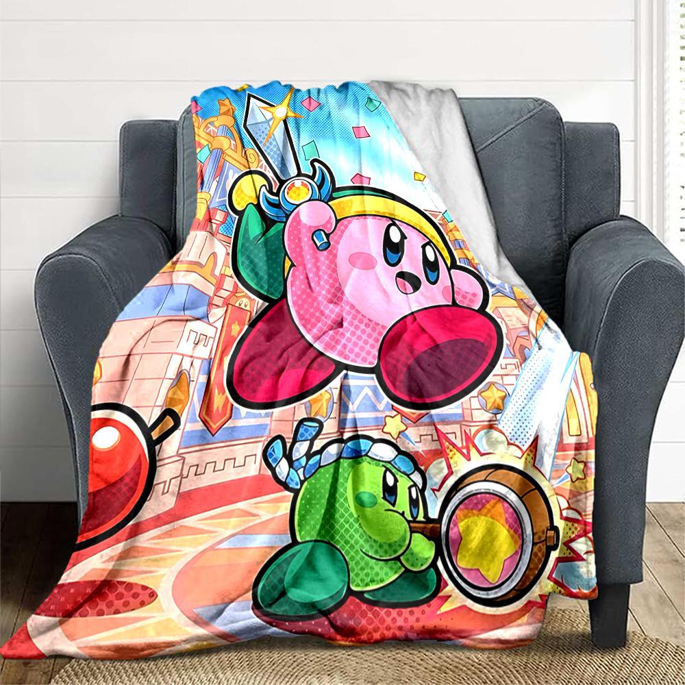 1pc Kirby Soft Skin-Friendly Flannel Blanket with Digital Printing, Various Sizes Available for Family, Friends, Birthday