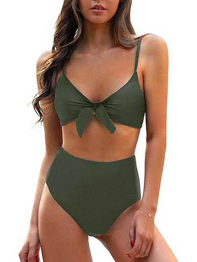 

Женский купальник бикини с высоким поясом и завязками, 2024 Small