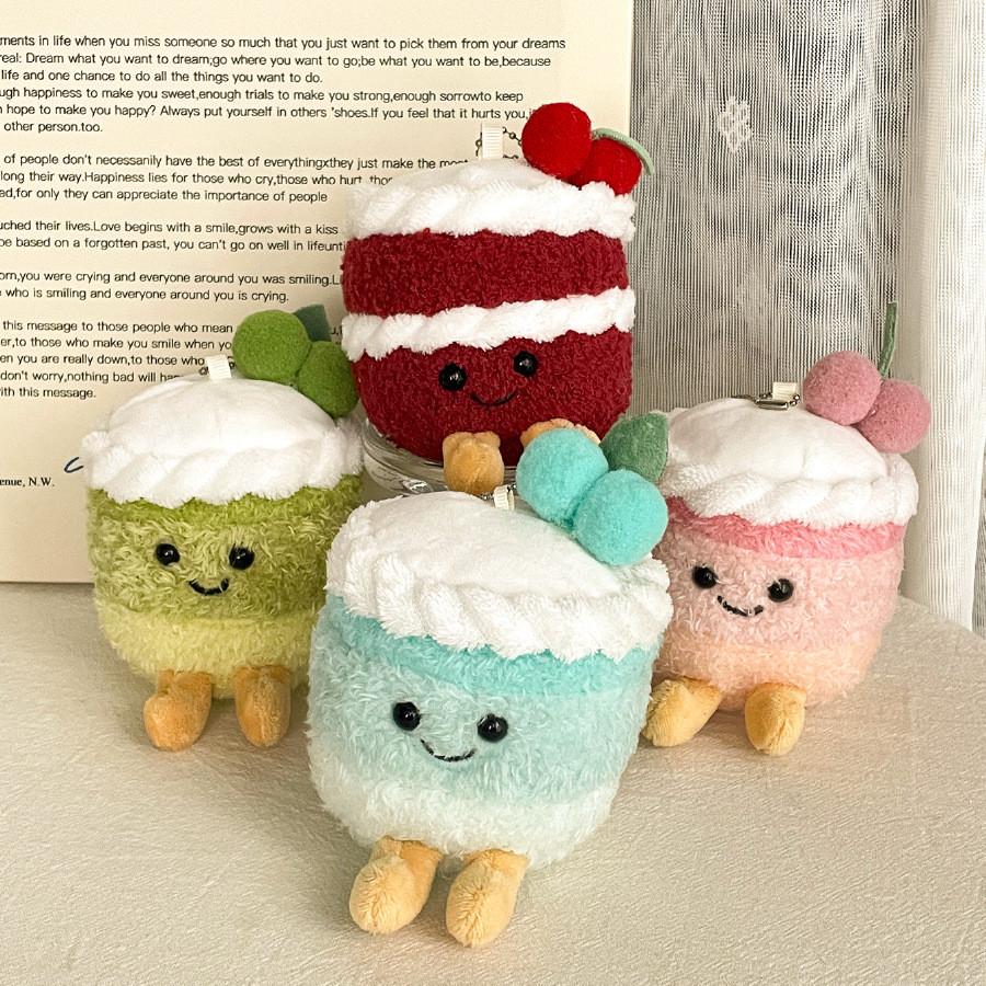 Gradient Cherry Jellycat Cake Plush Doll With Short Fur For Festive Decoration