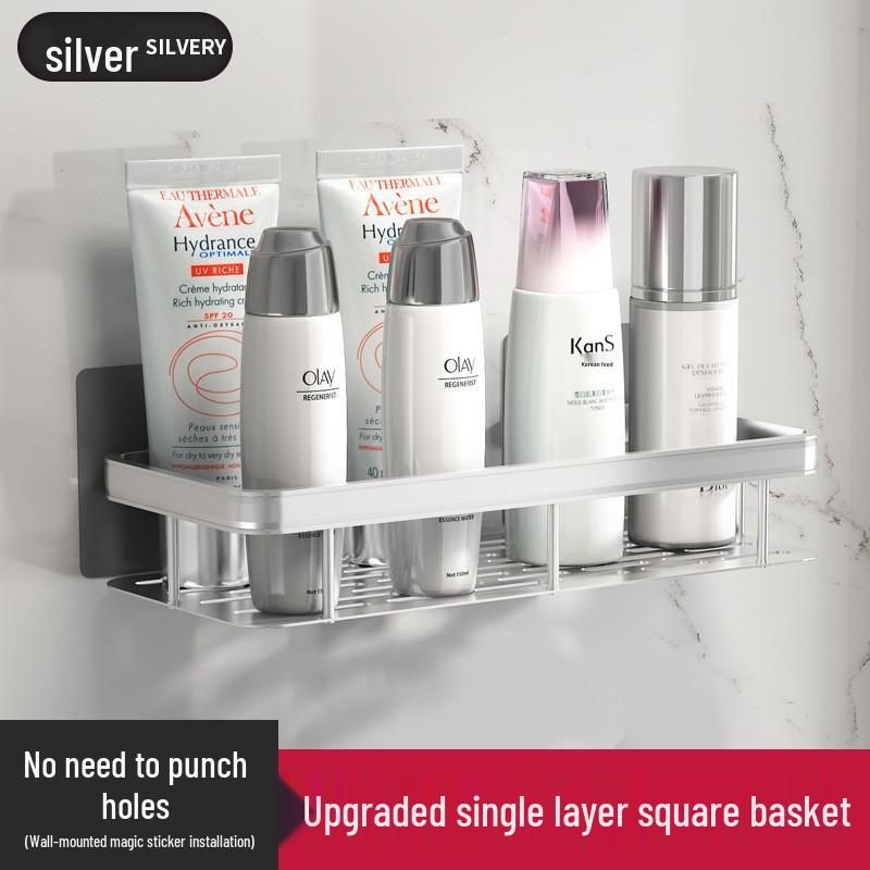 Aluminum No-Drill Corner Bathroom Shelf