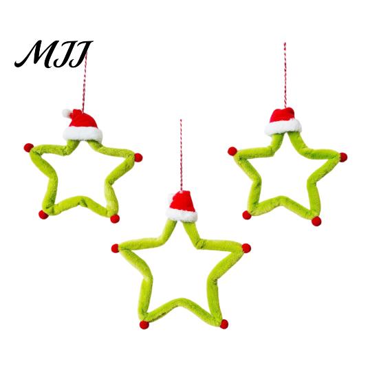 Wall Window Decorations Christmas Star Ornament, Plush Iron Hanging Decor for Tree Art Ornaments Shop, Festive Holiday Pendant Home Party Fireplace