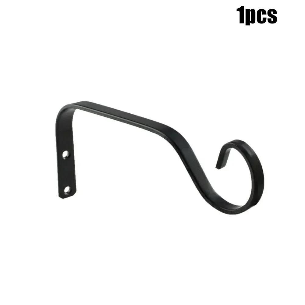 1/2PCS Metal Hanging Basket Brackets Black Iron Wall Hook Bracket Outdoor Garden Wall Mounted Plant Hanger Hook Wall Decor