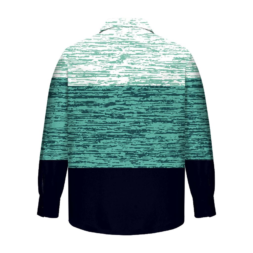 Herren Sommer Neue Lose Druck Langarm Hemd Strickjacke Strand Hemd