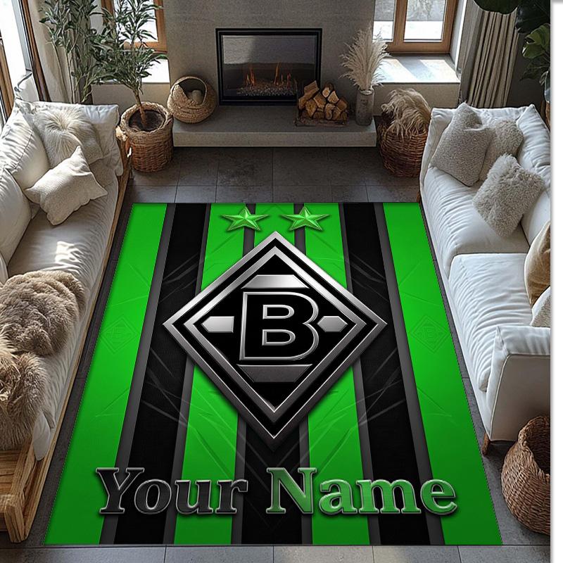 Tappeto in Cristallo Velluto Stampato Borussia Mönchengladbach Tappeto Antiscivolo in Cristallo Velluto Per Divano Camera da Letto Decorazione Interna per la Casa