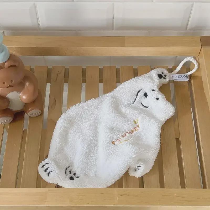 Cartoon Polar Bear Quick-Dry Hand Towel for Kids - Cute & Absorbent