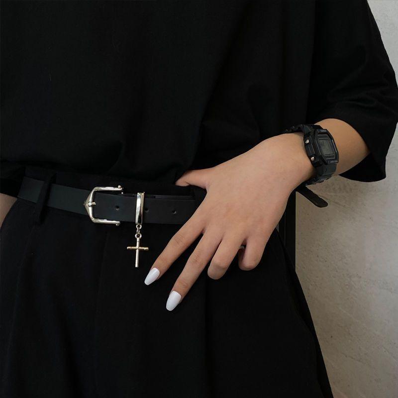 Stylish Korean Ins Vintage Black Versatile Belt For Students Fashionable Unisex Accessory