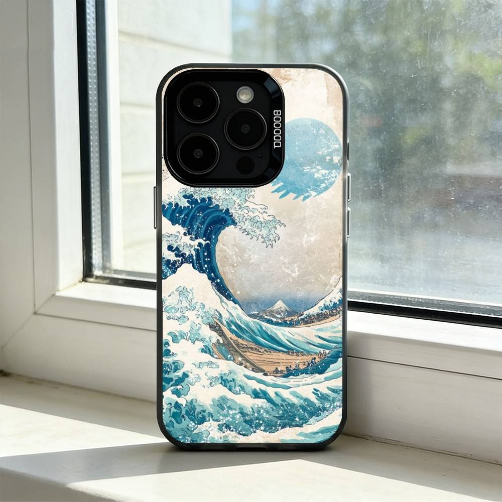 The Great Wave Off K-Kanagawa Phone Case For iPhone 17,16,15,14,13,12,11 Plus,Pro Max,XS,Colorful Silver Black Cover