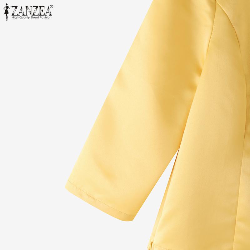 ZANZEA Women Casual Square Collar Summer 3/4 Sleeve Slim Blouse