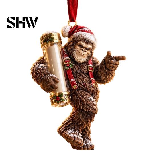 Festive Cash Holder for Holidays Big Foot Money Cash, 2D Acrylic Sasquatch Gift Fun Christmas Family Ornament, Clear Xmas Tree Hanging Decoration