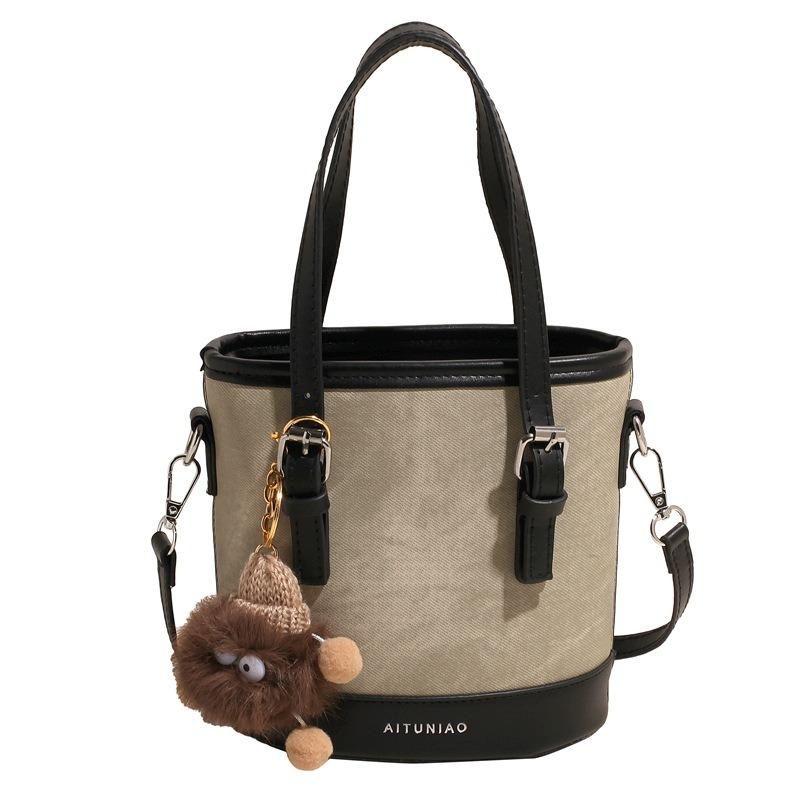 

Премиальный ретро маленькая сумка женская новая популярная универсальная сумка-мессенджер портативная сумка-ведро контрастного цвета с продвинутым чувством no pendant