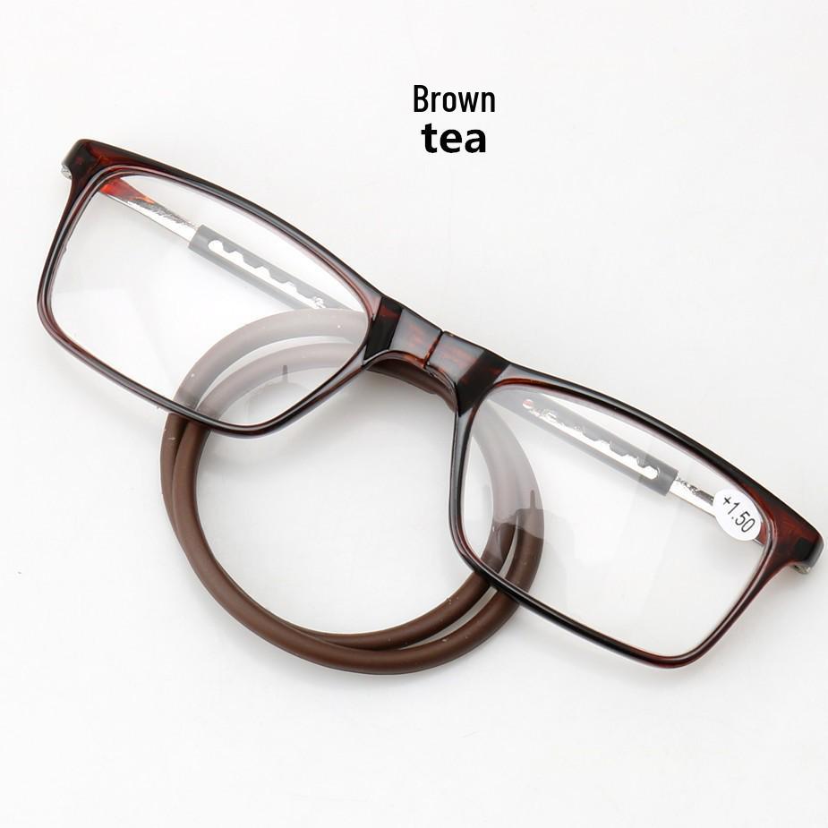 Unisex Magnetische Nacken-Hänge-Lesebrille mit HD Quadratischem Rahmen & Teleskopbügeln