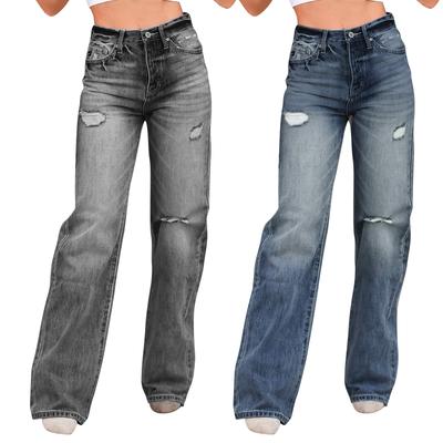 Women's Long Wide Leg Pants Loose Jeans High Waist Straight Pants