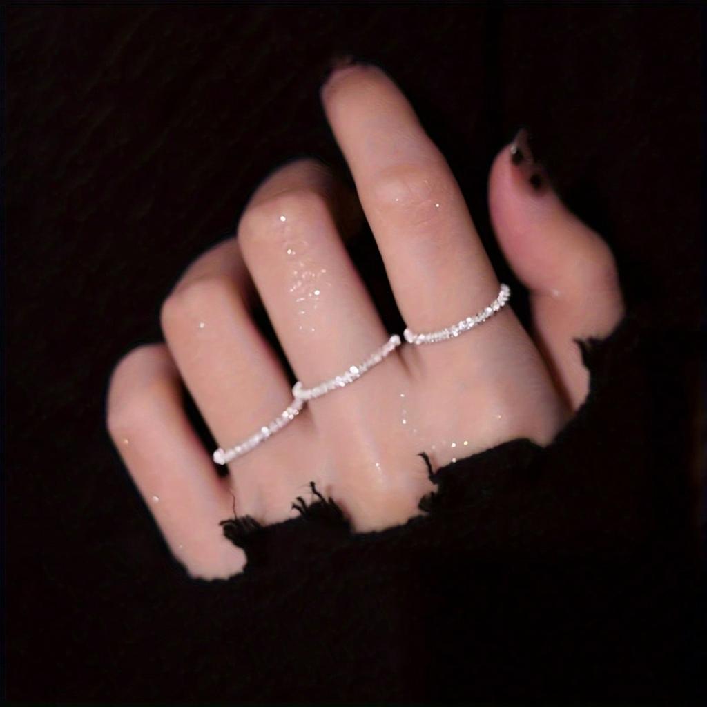 5 Minimalist Style Rings Per Set, Sparkling Design, Paired with Daily Clothing and Party Accessories, Stackable Jewelry.
