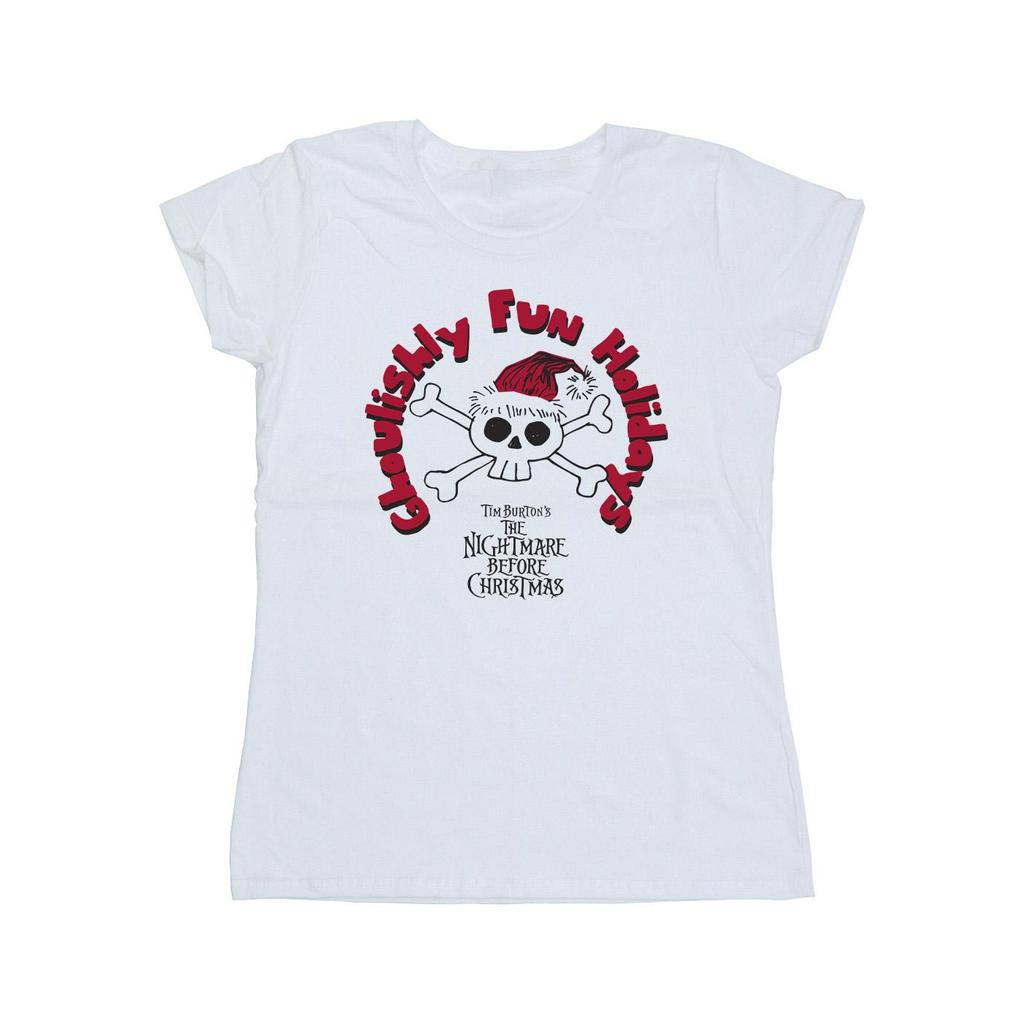 Disney Womens/Ladies The Nightmare Before Christmas Ghouishly Fun Holidays Cotton T-Shirt