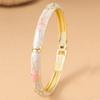 Fine Three-leaf Clover Set with Diamonds Bracelet For Women Gold Color Plated  Ethnic Flower Enamel Bracelet Luxury Jewelry