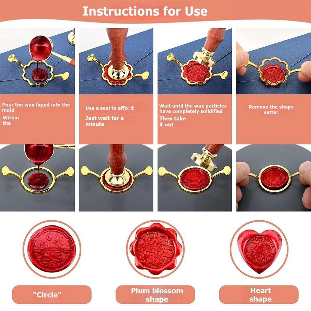 7pcs Metal Wax Seal Molds Gold Wax Seal Mat Wax Seal Molds Kit for Invitations Envelopes Gifts Wine Packaging