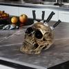 Horror Kitchen Storage Knife Rack Resin Ornament Counter Skull Knives Holder Cutlery Display Organizer for Halloween Scary Party