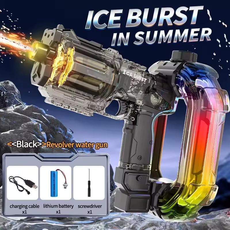 Ice Blast Energy Ring Electric Water Gun Automatic Continuous Large Capacity with Sound LED Light Summer Outdoor Toys for Kids